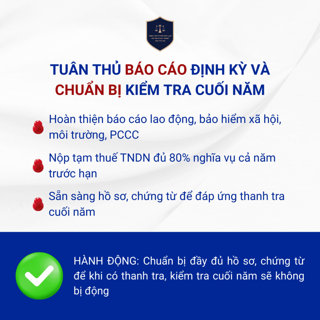Tuân thủ báo cáo định kỳ và chuẩn bị kiểm tra cuối năm